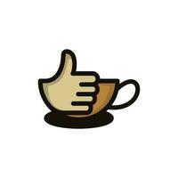 Thumb hand with coffee vector illustration design template, Coffee logo design inspiration