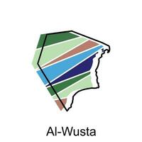 map of Al Wusta illustration design template, Oman political map with neighbors and capital, national borders vector