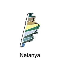 vector file map of Netanya, Outline Map of Israel country Vector Design Template. Editable Stroke