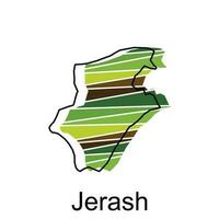 Fully Editable Map of Jerash, Vector map of Jordan with named governance and travel icons