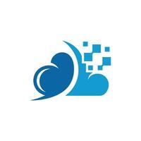 technology cloud data pixel logo design, cloud data logo icon template vector