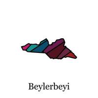 Beylerbeyi city map, vector file map of Turkey, Geometric Map of Turkey Vector Design Template. Editable Stroke