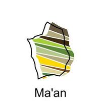 Ma an on a geographical map of Jordan, Vector Design Template. Editable Stroke