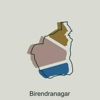 Map of Birendranagar geometric outline illustration design, country of Nepal map vector design template