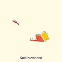 Map of Kudahuvadhoo geometric colorful with outline modern icon, vector illustration design template