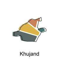 Khujand map on White Background illustration design template, Map have all province and mark the capital city of Tajikistan, logotype element for template. vector