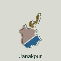 Map of Janakpur geometric outline illustration design, country of Nepal map vector design template