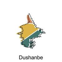 Dushanbe mapa en blanco antecedentes ilustración diseño plantilla, mapa tener todas provincia y marca el capital ciudad de tayikistán, logotipo elemento para modelo. vector