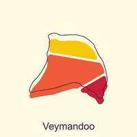 Map of Veymandoo geometric colorful with outline modern icon, vector illustration design template