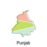 mapa de Punjab moderno con contorno estilo vector diseño, mundo mapa internacional vector modelo