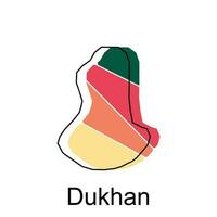 Dukhan map, flat vector with high details. Qatar administrative map with international border design template