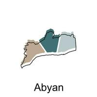 mapa de Abyan provincia de Yemen ilustración vector diseño plantilla, adecuado para tu compañía, geométrico logo diseño elemento