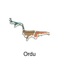 Map of Ordu Province of Turkey, World Map International vector template with outline graphic sketch style isolated on white background