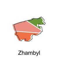 Zhambyl City Republic of Kazakhstan map vector illustration, vector template with outline graphic sketch style isolated on white background