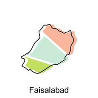 Map of Faisalabad modern with outline style vector design, World Map International vector template