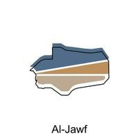 Map of Al Jawf Province of Yemen illustration design, World Map International vector template with outline graphic sketch style isolated on white background