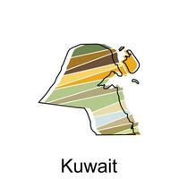 Vector map of Kuwait Country with named governance and travel icons, illustration vector design template