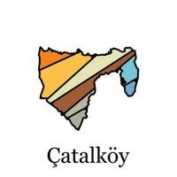 Catalkoy city map, vector file map of Turkey, Geometric Map of Turkey Vector Design Template. Editable Stroke