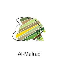 Al Mafraq on a geographical map of Jordan, Vector Design Template. Editable Stroke