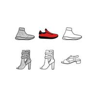 set of Shoes line art style icon design template, outline logo design, style, line.abstract, can be used for your company vector