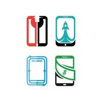 set of hand phone mobile logo icon vector design template, element graphic illustration design, suitable for your company