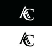 letter AC vector logo design template, monogram logo in white color and black background.