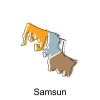 Map of Samsun Province of Turkey, World Map International vector template with outline graphic sketch style isolated on white background