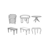 conjunto de mesa mueble icono línea Arte diseño, contorno vector diseño ilustración plantilla, adecuado para tu empresa