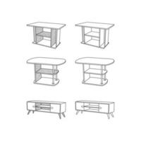 conjunto de mesa línea sencillo icono vector diseño, icono mueble línea Arte vector, minimalista ilustración diseño modelo