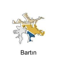 Map of Bartin Province of Turkey, World Map International vector template with outline graphic sketch style isolated on white background