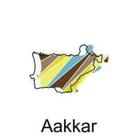 Aakkar map design template, Vector map of Lebanon with named governorates and travel icons