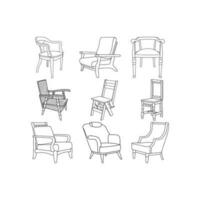 creativo mueble conjunto de silla línea sencillo resumen vector y logo diseño o modelo negocio interior propiedad icono