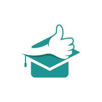 Thumb up with graduation cap vector design, Unique college and university logotype design template.