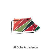 Al Doha Al jadeeda map, flat vector with high details. Qatar administrative map with international border design template