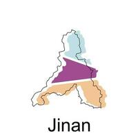 High detailed vector map of Jinan modern outline, Logo Vector Design. Abstract, designs concept, logo, logotype element for template.