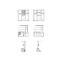 Set Cupboard collection icon Furniture line art vector, minimalist illustration design vector