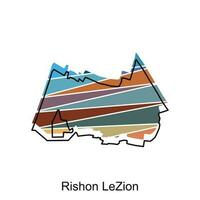 Rishon LeZion on a geographical map icon design, Map is highlighted on the Israel country, illustration design template vector