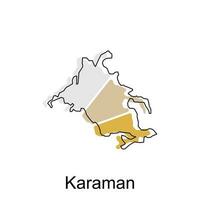 Map of Karaman Province of Turkey, World Map International vector template with outline graphic sketch style isolated on white background