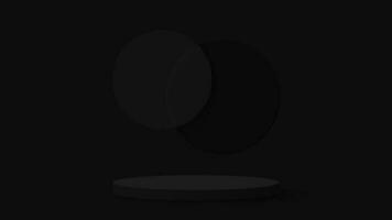 Black 3D podium with circle floating overlap. Vector illustration. Eps10