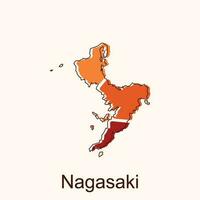 Nagasaki mapa. blanco vector mapa de el país. fronteras de Japón para tu infografía. vector ilustración. diseño modelo