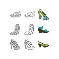 conjunto Zapatos línea Arte estilo diseño plantilla, elemento gráfico ilustración diseño logo, logo para tu empresa y etc. vector