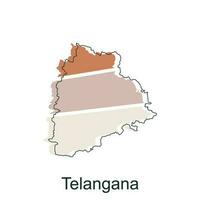 Map of Telangana illustration design with black outline on white background, design template suitable for your company vector