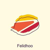 Map of Felidhoo geometric colorful with outline modern icon, vector illustration design template