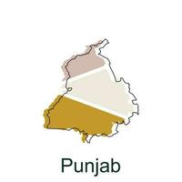 Map of Punjab colorful illustration design, element graphic illustration template vector