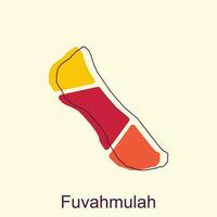 Map of Fuvahmulah Vector illustration icon with simplified map of Republic of Maldives, illustration design template