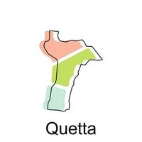 Map of Quetta geometric colorful illustration design template, Pakistan map on white background vector