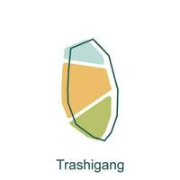 modern map of Trashigang geometric colorful simple illustration design template, Bhutan Map. State and district map of Bhutan vector