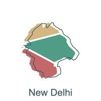 Map of New Delhi illustration design with black outline on white background, design template suitable for your company vector