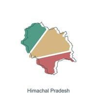 Map of Himachal Pradesh illustration design with black outline on white background, design template suitable for your company vector