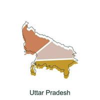 uttar Pradesh mapa vector ilustración con línea moderno, ilustrado mapa de India elemento gráfico ilustración diseño modelo